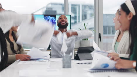 celebrating business success and teamwork in the office