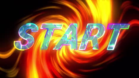 animation of start text and red and yellow trails on black background