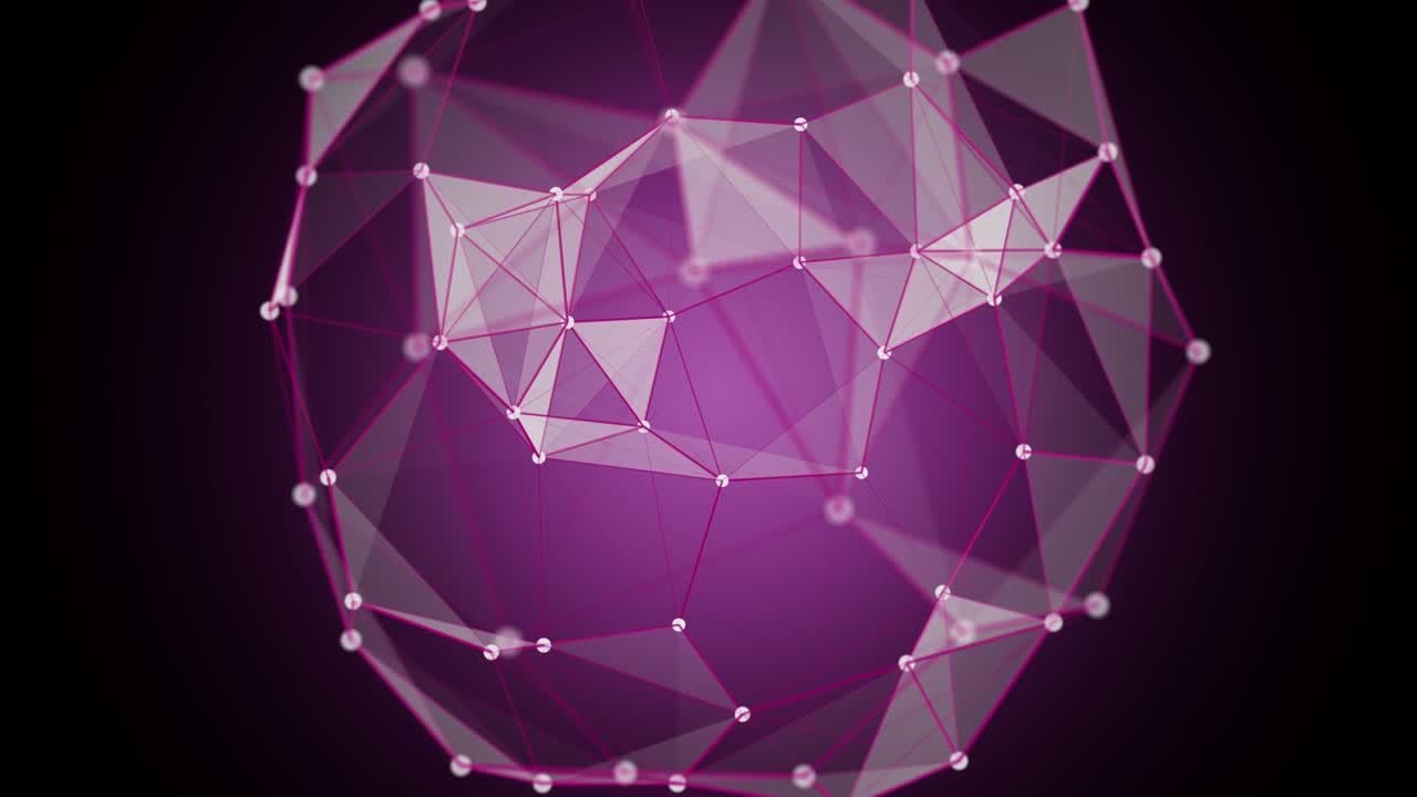 Futuristic plexus animation with glowing triangles in slow motion, 4096x2304 loop 4K