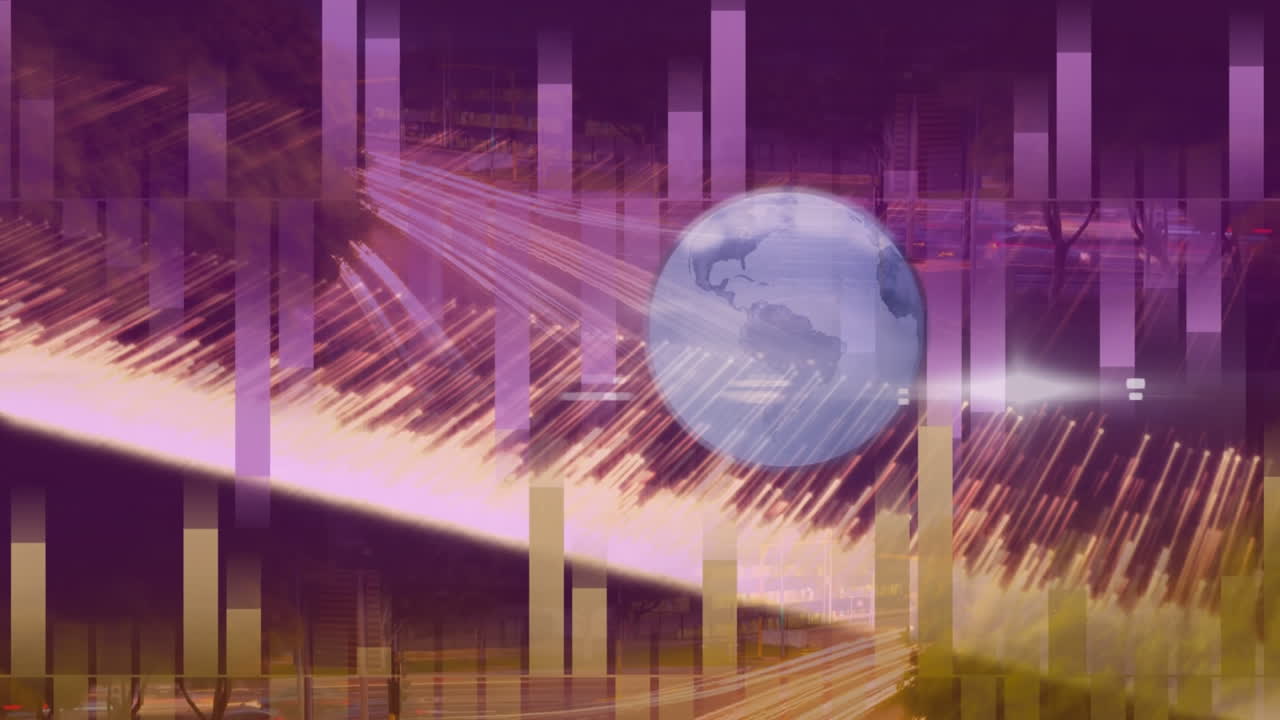 금융 데이터 처리의 애니메이션 a 전 세계