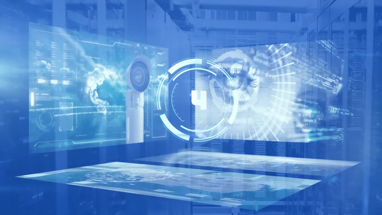 데이터 처리와 함께 여러 화면에 대한 둥근 스캐너를 통해 카운트다운의 애니메이션