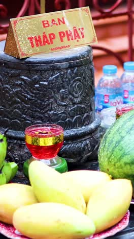 fruit offerings at a vietnamese temple