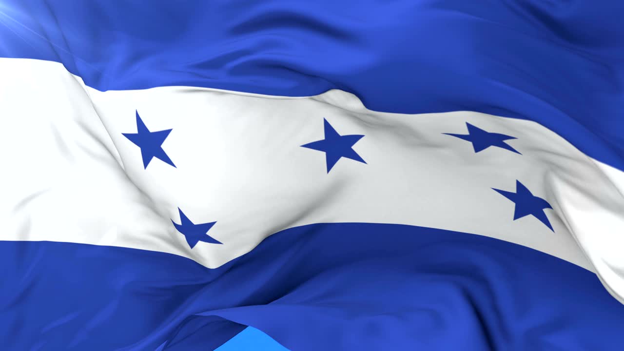 온두라스의 발이 바람에 흔들리고 푸른 하늘이 느리게 회전하고 있습니다.