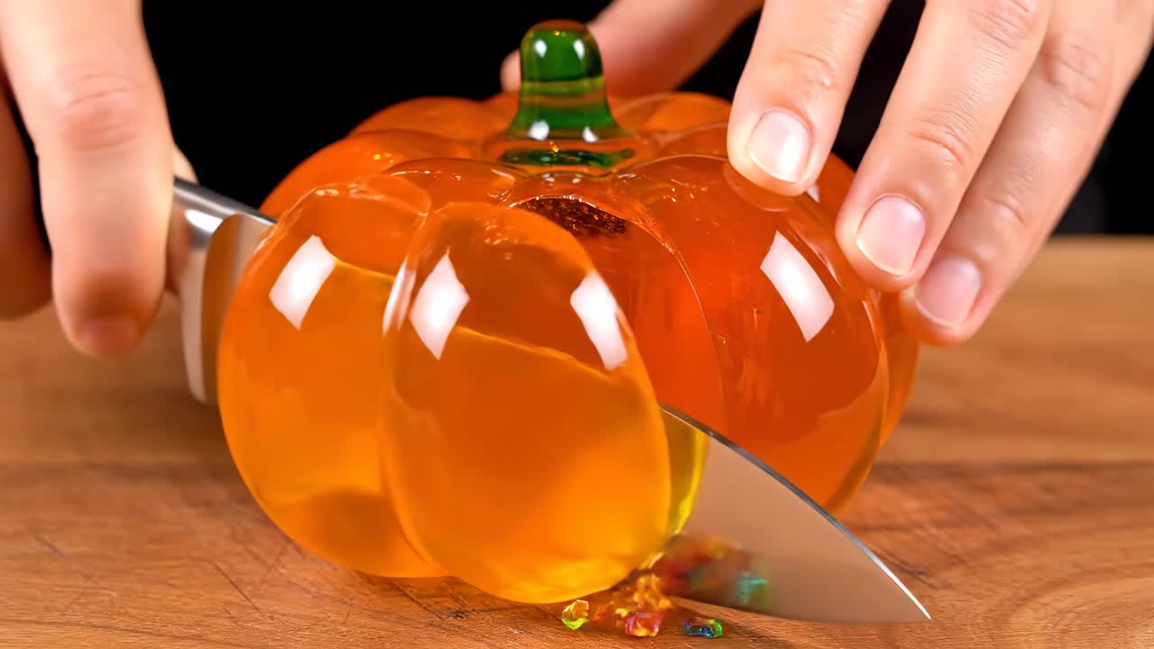 Cutting a gelatin dessert