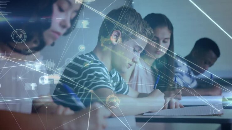 Animation of connections over diverse students learning at school