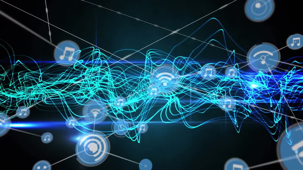 검은 바탕 위의 연결 네트워크의 애니메이션