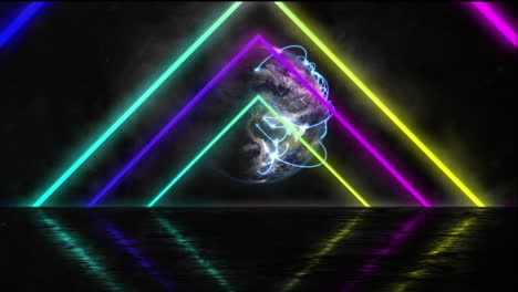 animación de un túnel de neón brillante sobre el globo
