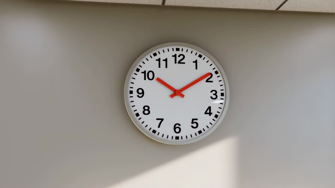 White Wall Clock on a Grey Wall