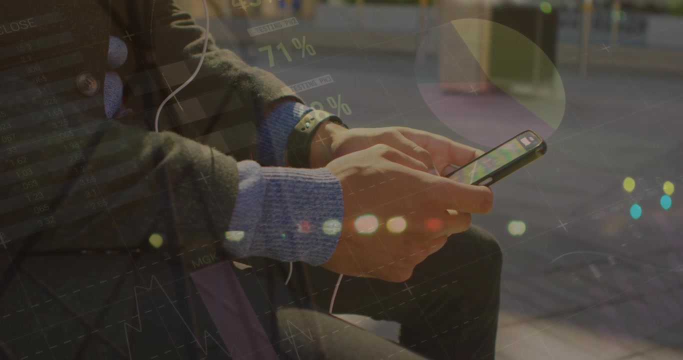 Animation of user over man using smartphone