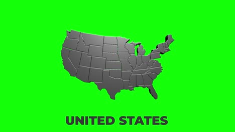 다양한 주를 보여주는 미국 지도 (animated usa contiguous lower 48 u.s. state map on an isolated chroma key background)