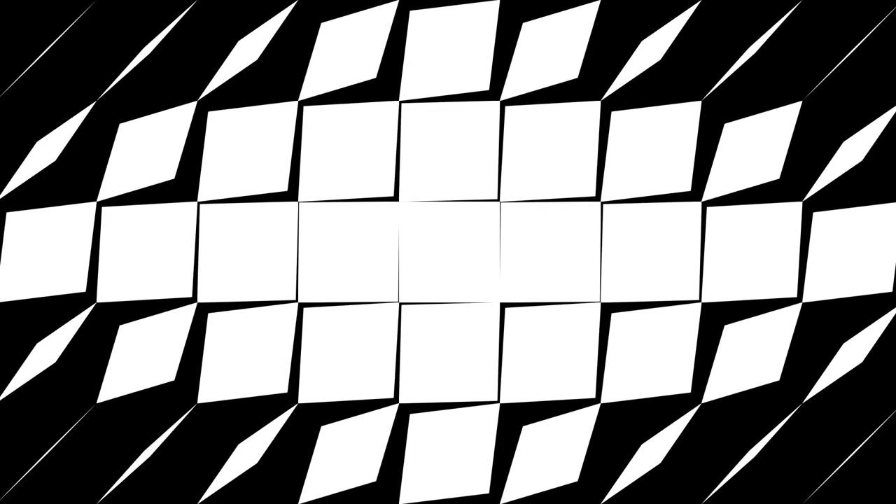 Abstract Geometric Transition with Expanding White Squares on Black Background
