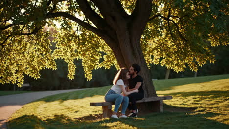 couple in love underneath a tree