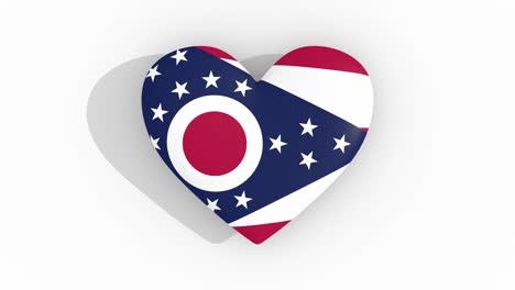 heart in colors of flag of  ohio pulses, loop