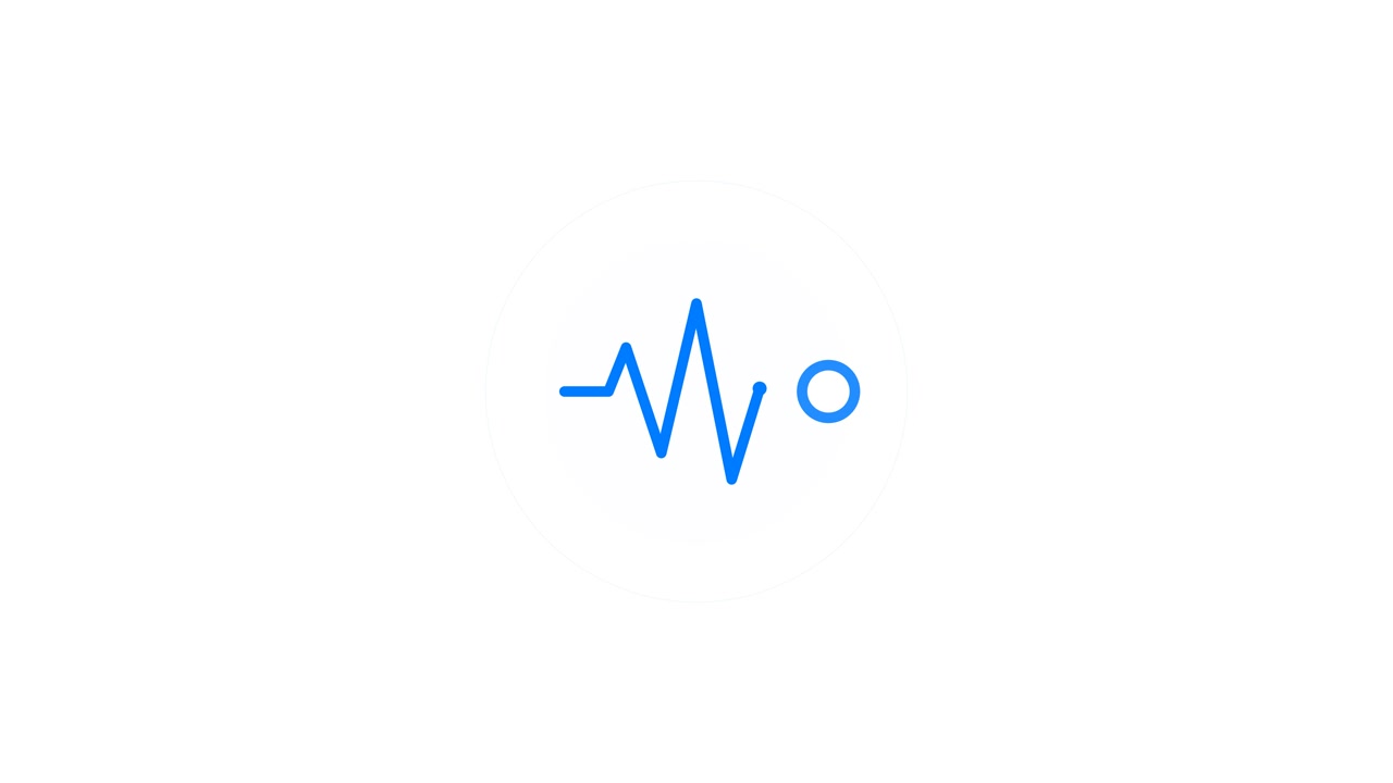 Grafica animata di linea del battito cardiaco blu su sfondo bianco.