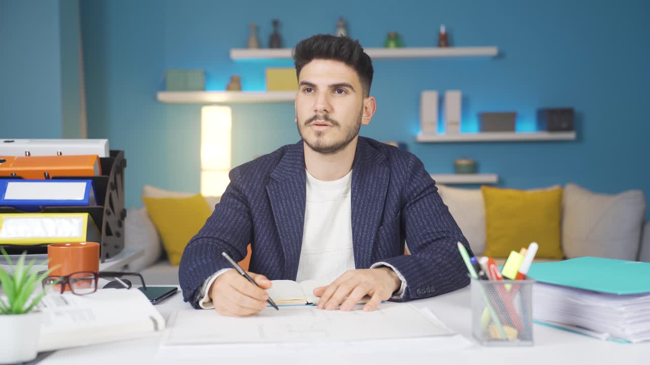 hombre de negocios reflexivo infeliz y negativo.