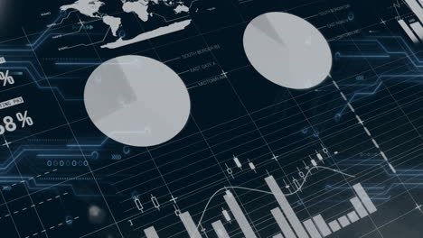 animation of financial data processing over black background