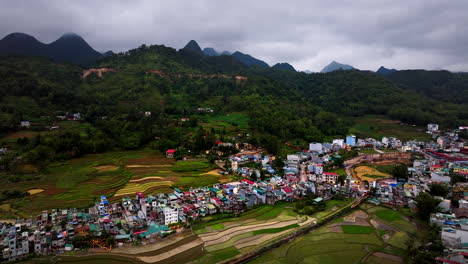 vietnamese exotic holiday destination, traditional hmong houses, aerial