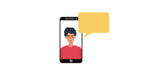 con hombre de teléfono inteligente y burbuja de habla