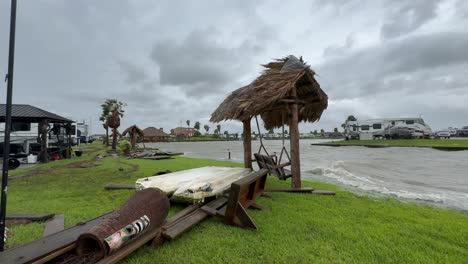 coastal rv park with hurricane storm damage and debris