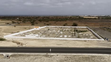 aerial view of a desert cemetery