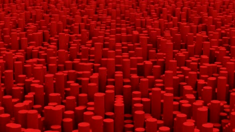 surface with red cylinders close up animation background