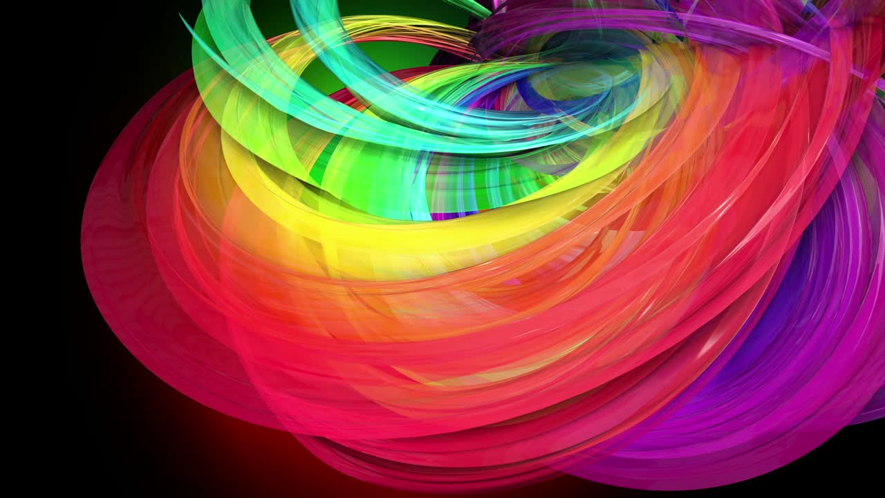 4k colorida animación en bucle de una cinta de colores arco iris con luz de neón moviéndose en un círculo como fondo abstracto con líneas y cintas. luma matte está incluido como canal alfa para la composición. 24