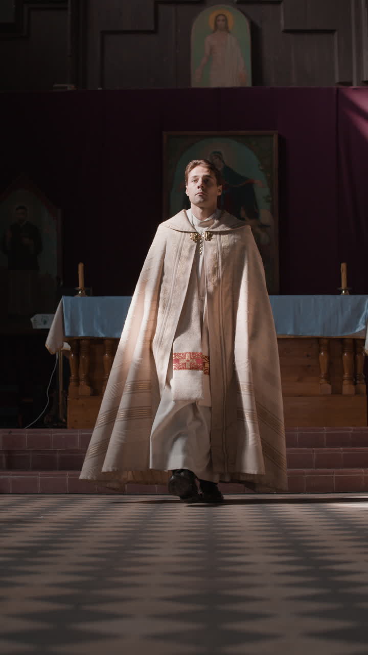 A priest in a church