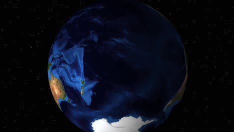 animation of earth rotating with focus on new zealand