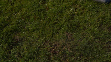 football player kicking the ball on pitch