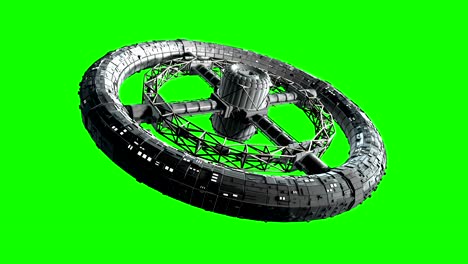 giant sci-fi torus on green screen