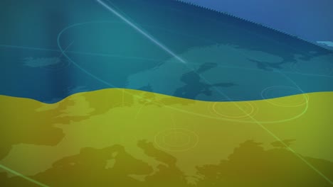 Animation-Des-Radars-über-Der-Flagge-Der-Ukraine