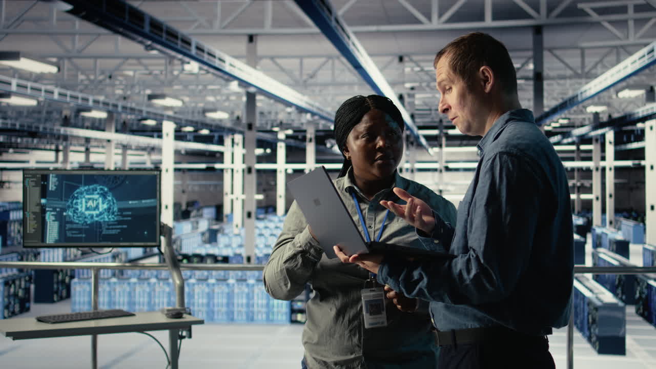 Data Center Coworkers Doing Brainstorming, Monitoring Deep Learning Processes