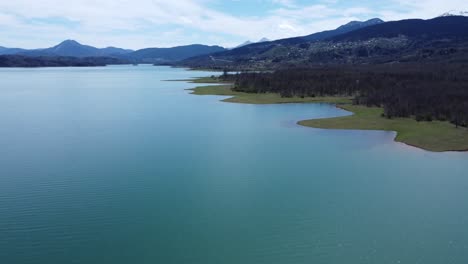 aerial footage of beautiful and unique lake shoreline