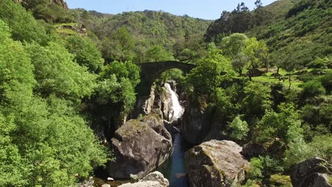 historical bridge and nature aerial view