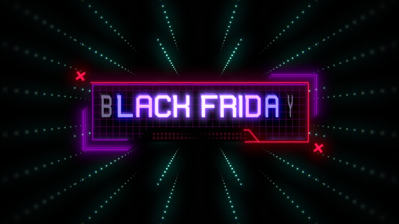 hud 요소가 있는 컴퓨터 화면의 검은 금요일