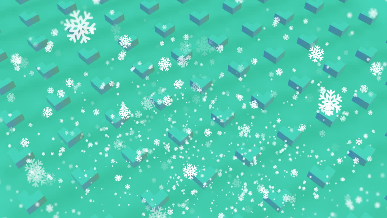 초록색 배경에 떨어지는 눈알 위에 3d 모양의 무결한 패턴의 애니메이션