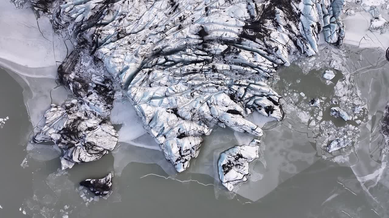 melting glacier ice aerial Sólheimajökull Mýrdalsjökull Gletscher Iceland