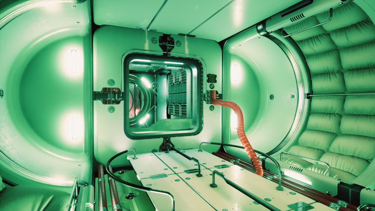 미래의 국제 우주 정거장의 인테리어