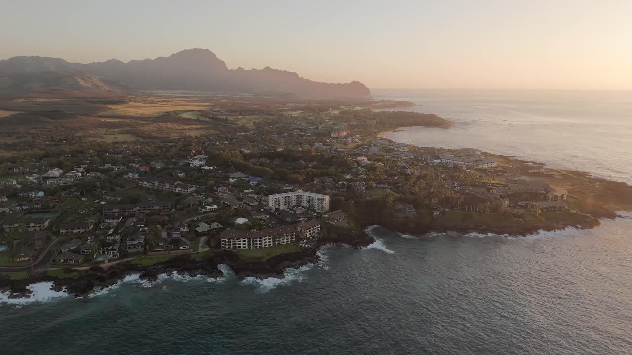 4K CGI aerial footage of Poipu, Kauai’s stunning coastline—perfect for tropical travel content, nature visuals, and scenic Hawaii landscape projects.