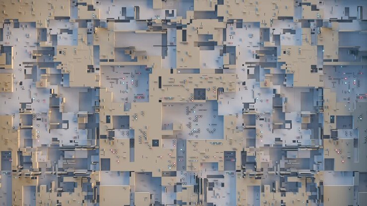 Digital technology and data processing design seamless loop 3D render animation