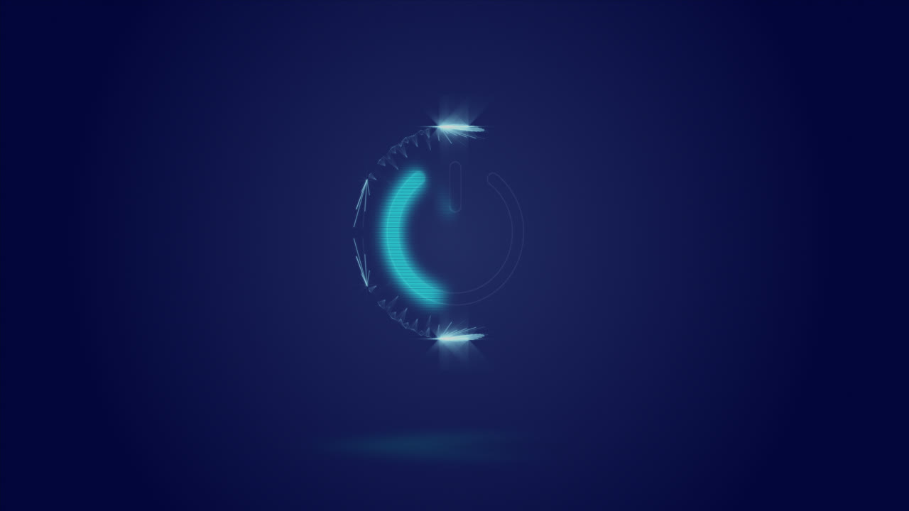 Animation of processing circle and on button over navy background