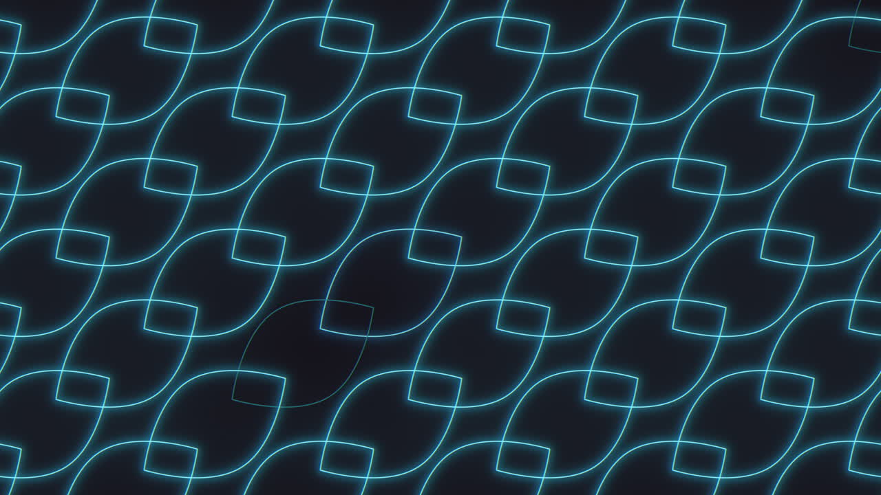 Blue neon summer leafs pattern in retro style