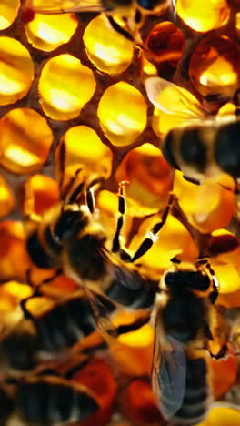 honeybees in their honeycomb