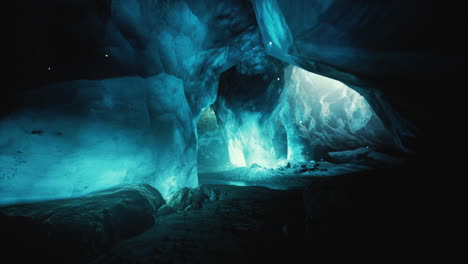 mysterious glowing ice cave