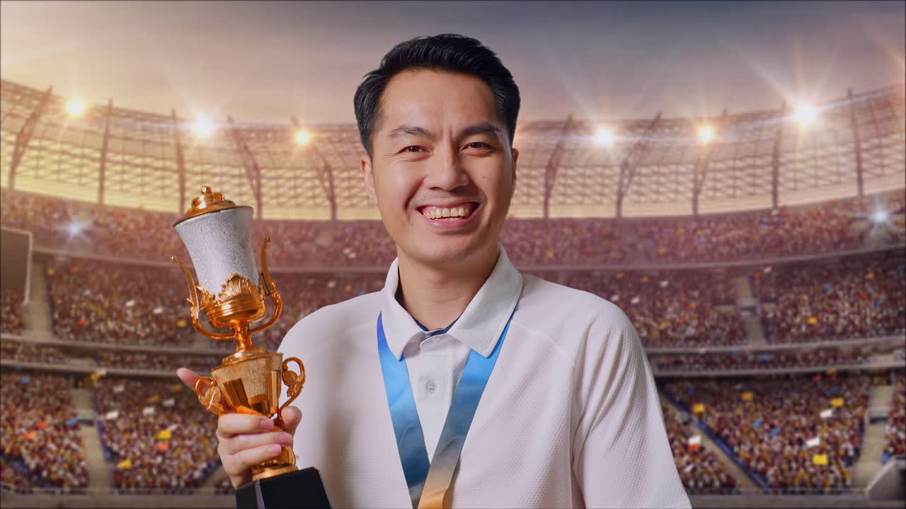 승리를 축하하는 남자