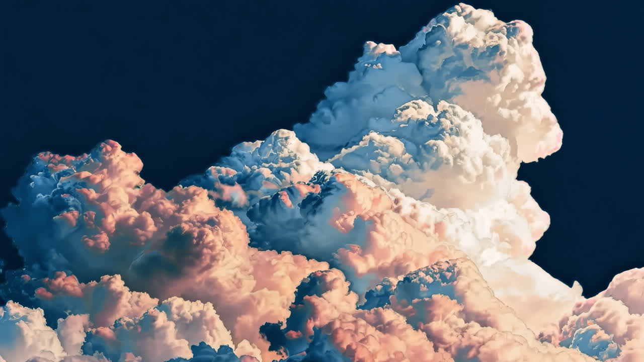 Vibrant, dramatic clouds against sky animated overlay, transparent 4K video, alpha channel, ProRes