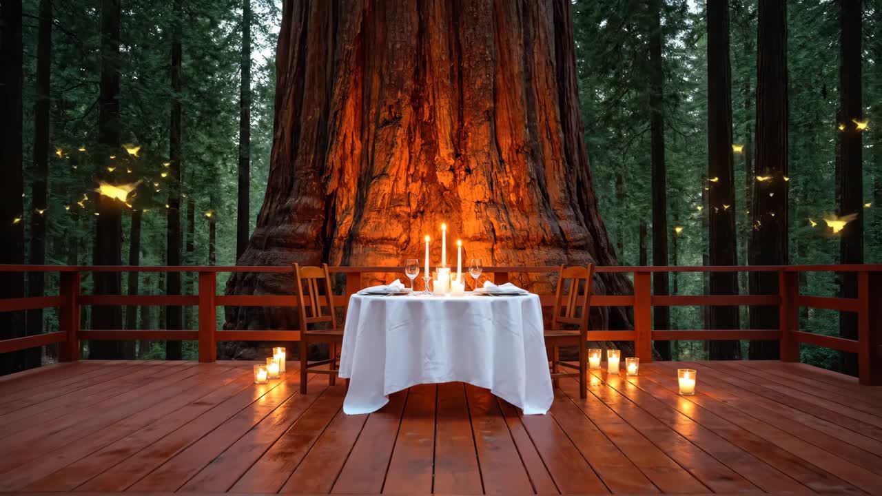 Romantic Dinner in a Redwood Forest