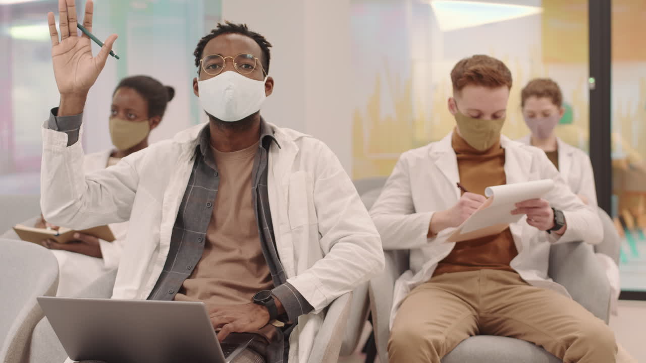 Multiethnic Medical Students Having Lecture