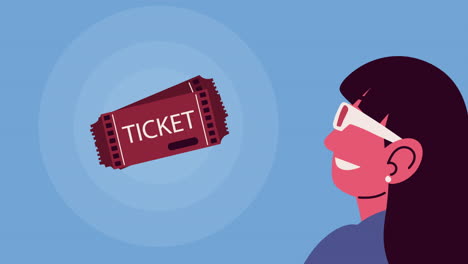 mujer mirando entradas para el cine