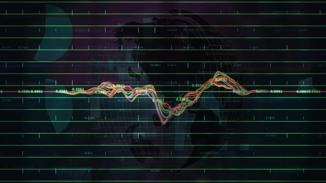 Animation of financial graphs over on black background